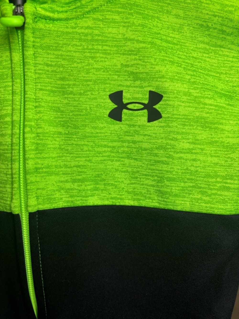 Under Armour Kids' Size 6 Neon Green & Black Hooded Zip Jacket - Picture 3 of 7